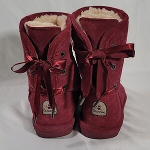 Bearpaw Burgundy Red Bow Winter Boots